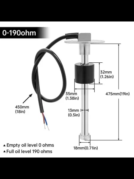 Датчик уровня топлива 475mm 0-190ohm