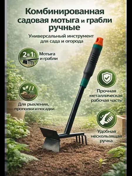Комбинированная садовая мотыга и грабли, универсальный
