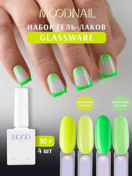 Гель лак для ногтей набор витражный 4 шт