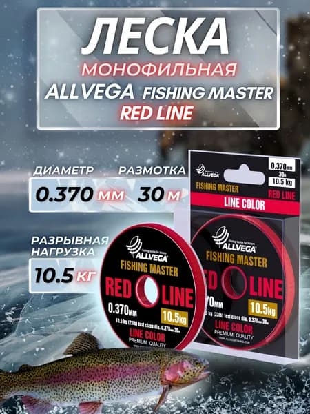 Леска для зимней рыбалки Fishing Master 0.37мм 30м 10.5кг красная