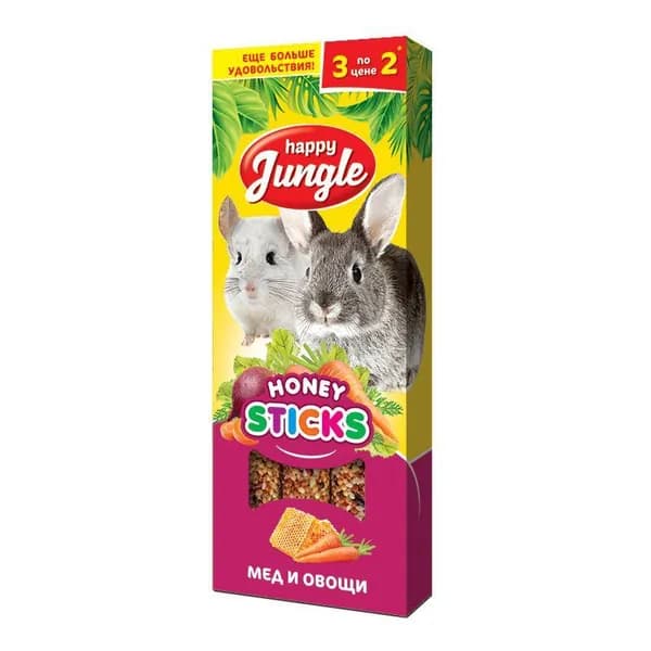 Happy Jungle Палочки для крупных грызунов мед овощи