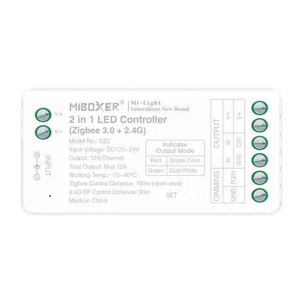 Светодиодный контроллер Miboxer FUT035Z+ с поддержкой двух режимов работы (2-в-1), работающий по протоколам Zigbee 3.0 и 2,4 ГГц