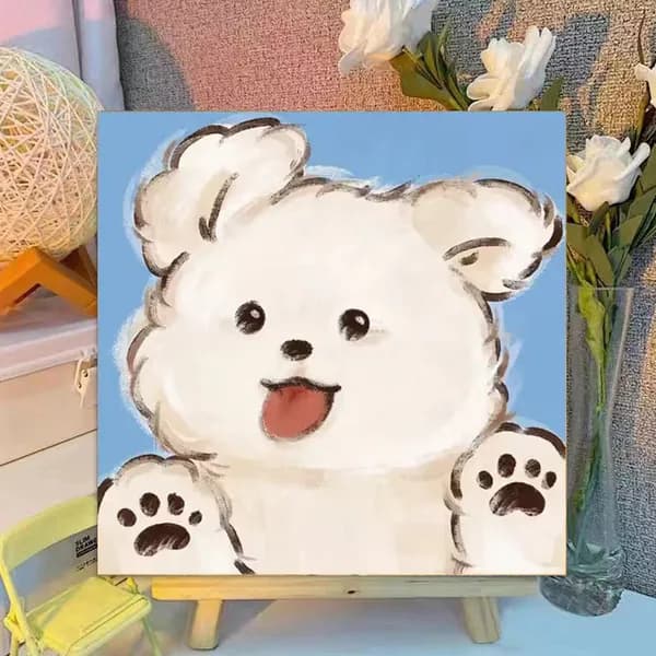 Картина по номерам, 20x20 CM, Кошки и собаки,Мультфильмы, подарки для детей, декомпрессия