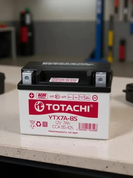 Аккумуляторная батарея прямая TOTACHI MOTO YTX7A-BS 7 а/ч R AGM