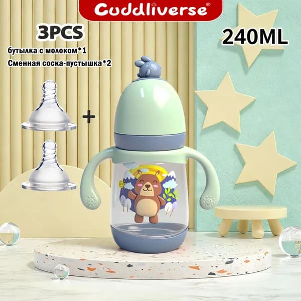 Детская бутылочка 240 мл с соской из мягкого силикона (BPA-free) для воды, молока и смесей