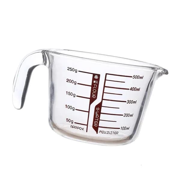 Стеклянный мерный стакан с нескользящим основанием, 500ml