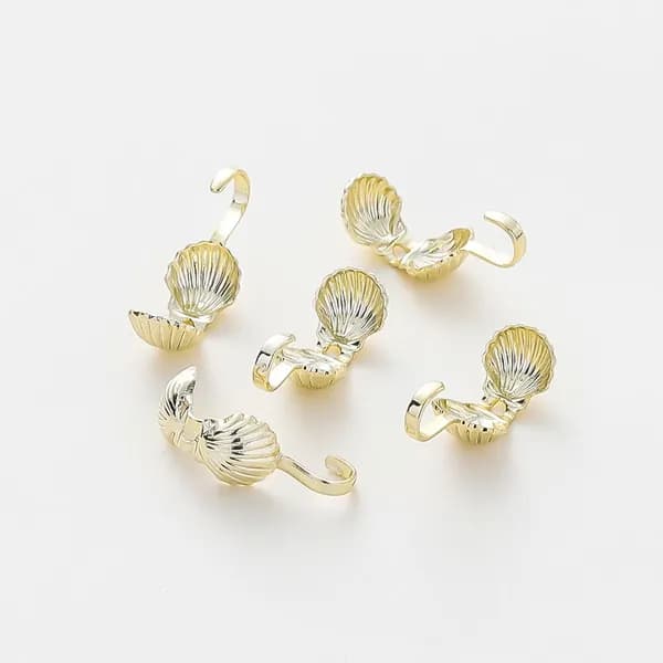 Концевик/ Каллоты ракушка 5*10мм, 20 штук, цвет золота 14k