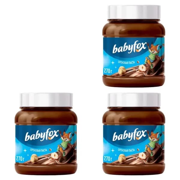 Babyfox шоколадная, ореховая паста, 270 г, 3 штуки
