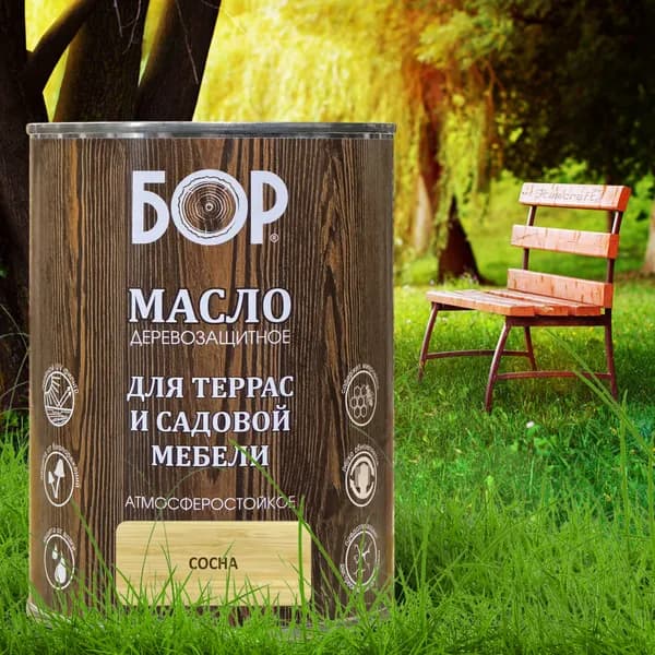 БОР Масло для дерева Моющаяся, до 150°, Масляная, Шелковисто-матовое покрытие, 1 л, 0.64 кг, светло-желтый, желтый