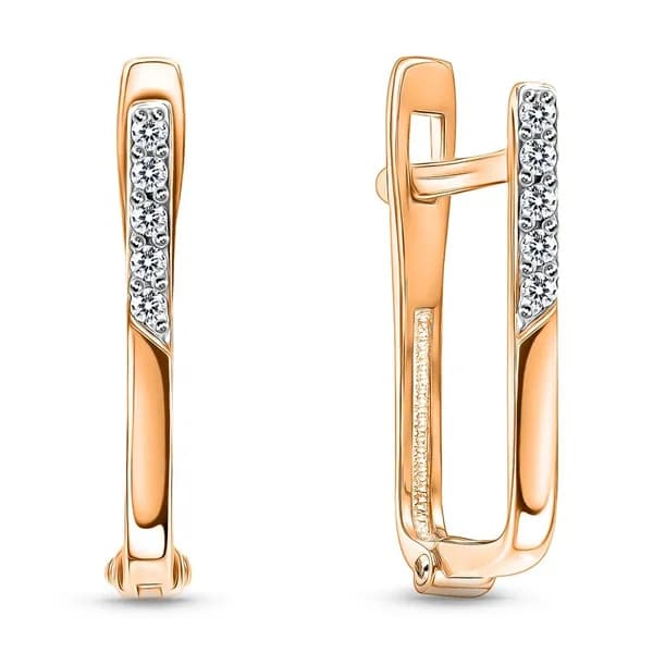 Серьги женские с фианитами из красного золота 585 пробы 585GOLD