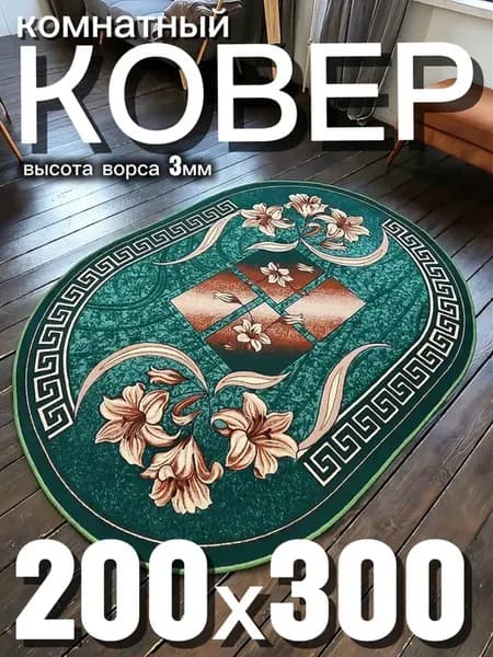Ковер 200x300 комнатный овальный с ворсом на пол