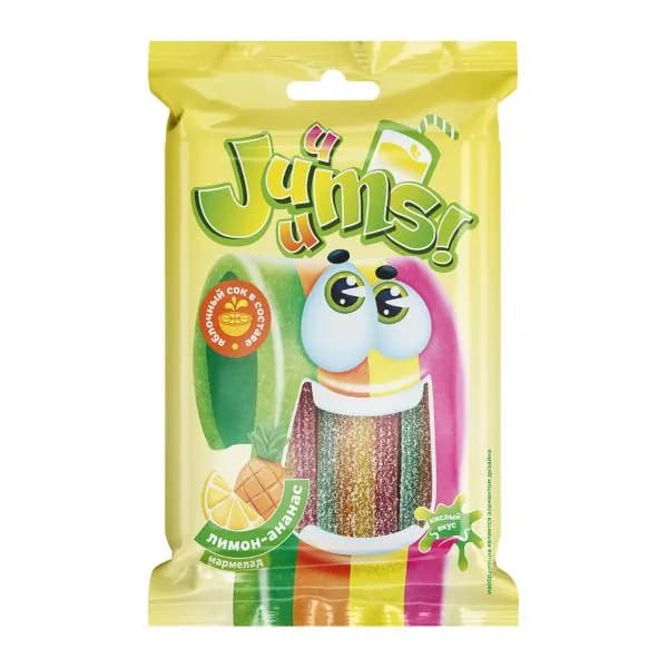 Мармелад Juuums ремешок кислый вкус ананас лимон 70г