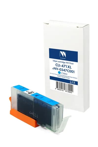 Струйный картридж NV Print CLI-471XL (NV-0347C001) Cyan для Canon Pixma MG5740/MG6840/TS5040/TS6040/TS8040 (12 мл) совместимый