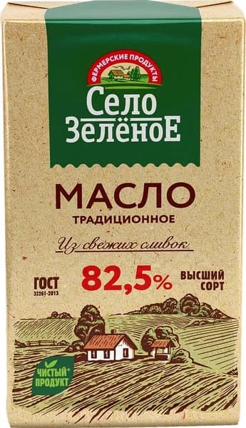 Масло сливочное СЕЛО ЗЕЛЕНОЕ 82,5%, без змж, 175г - 4 шт.