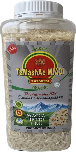 Рис Басмати, индийский, непропаренный, длиннозерненый, TaMashAe MIADI Premium, 1 кг