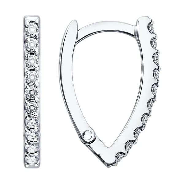Серьги из белого золота DIAMANT-ONLINE с фианитом 585 пробы