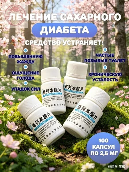 Препарат от сахарного диабета для диабетиков от сахара 100шт
