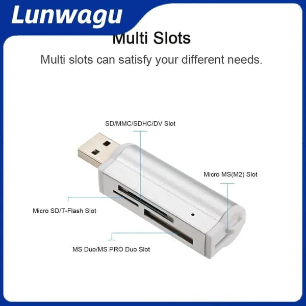 Картридер USB 2.0, мини-портативный, для SD/TF/MS Duo