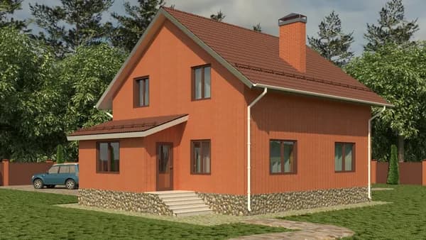 138,7 м2 - Проект для ипотеки и строительства дома 15-0033А (9,09*11,95 м, газобетонный блок 375 мм, облицовочный кирпич)