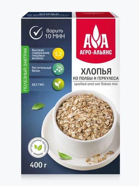 Хлопья из полбы и геркулеса Агро-Альянс 400 г
