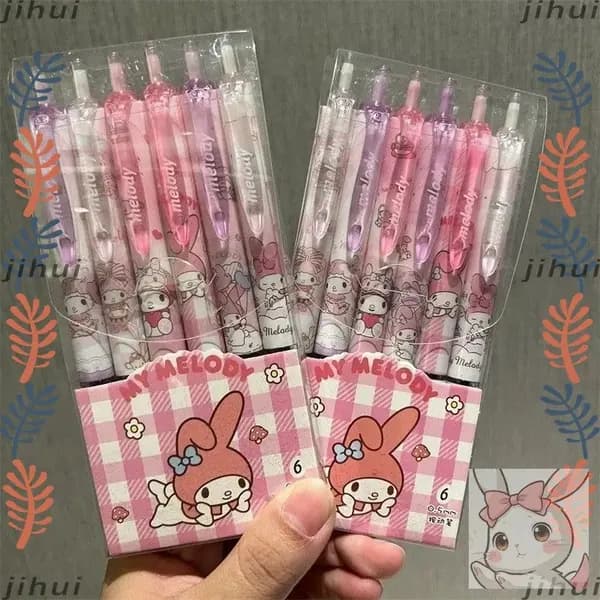 (Hello Kitty/Cinnamoroll) Прессованная гельовая ручка набор 6 шт с персонажами (разные дизайны)