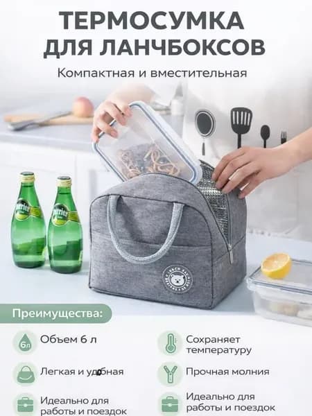 Термосумка для ланчбокса сумка холодильник для еды 1шт