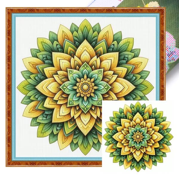 Крестиковый набор Mandala H с печатным рисунком на хлопковой канве 11CT