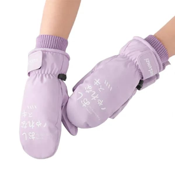 Осенние и зимние лыжные перчатки из плотного бархата для пальцев-светло-фиолетовые
