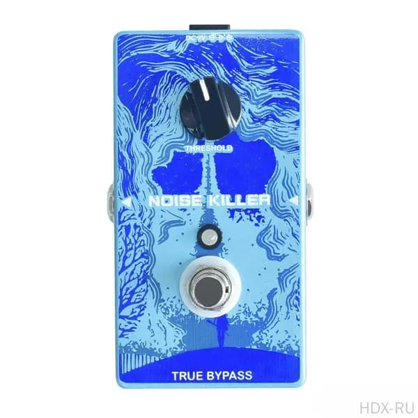 Педаль Noise Gate Noise Killer Blue с регулируемым порогом и функцией True Bypass для электрогитары и баса, питаемая от источника DC 9V, размер 11*5.9*4.8cm, вес 320гр
