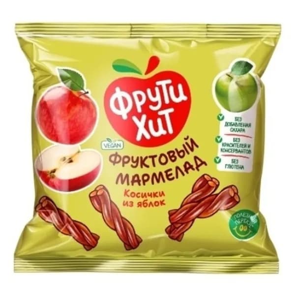 Мармелад Славконд Фрути Хит Косички жевательный из яблок и персиков 45 г