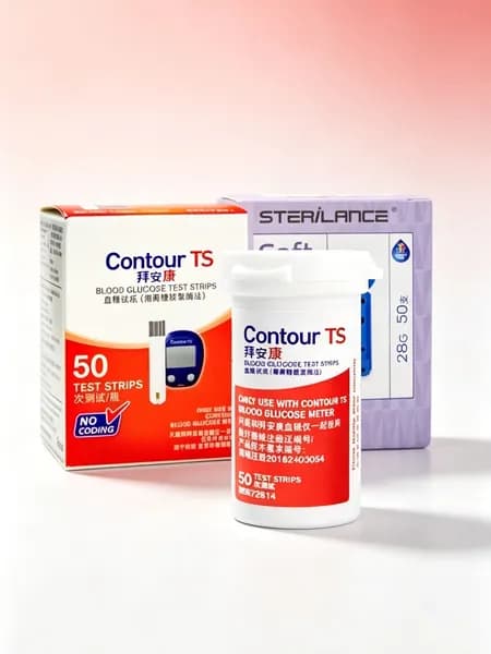 Тест-полоски для глюкометра Contour TS 50 шт., комплект с 50 ланцетами, подходят беременным и пожилым