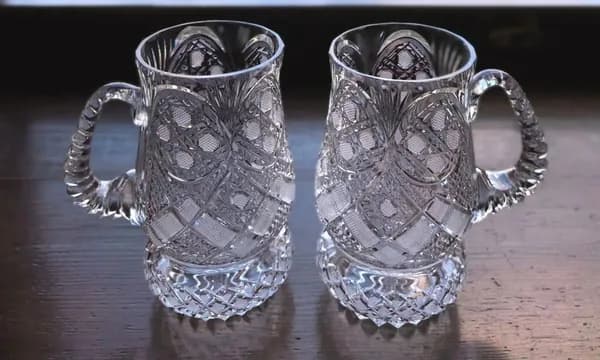 Набор из 2 кружек, хрусталь, алмазная грань, Неман, 1970-1990 гг.