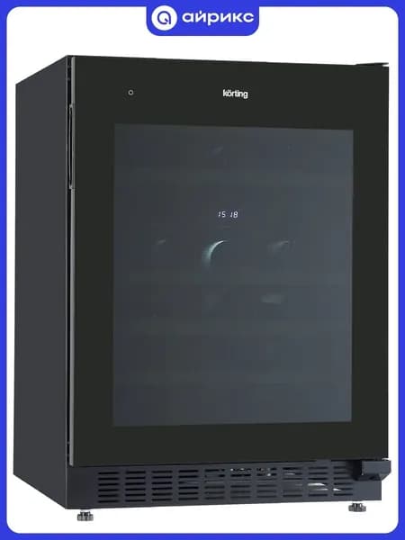Встраиваемый винный шкаф Korting KFW 803 DB GN, 5 полок, 46 бут, черное стекло