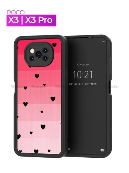 Чехол на Poco X3 / X3 Pro / Поко Х3 Про с принтом, Сердечки на розовом фоне