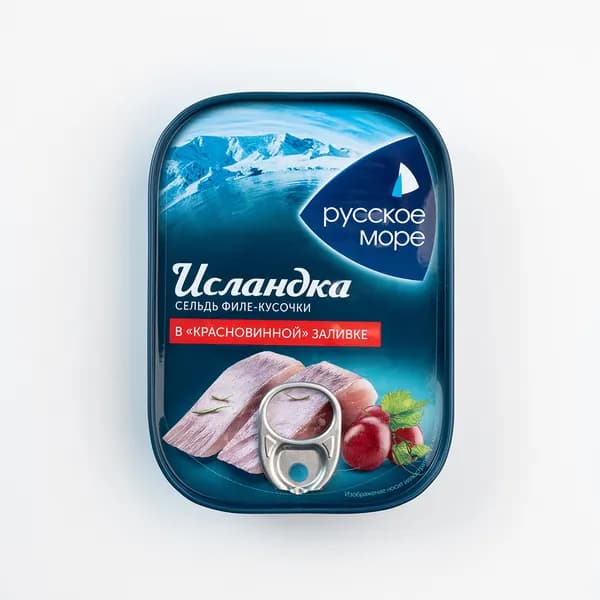 Сельдь в красновинной заливке Исландка филе кусочки 115 г, Русское Море