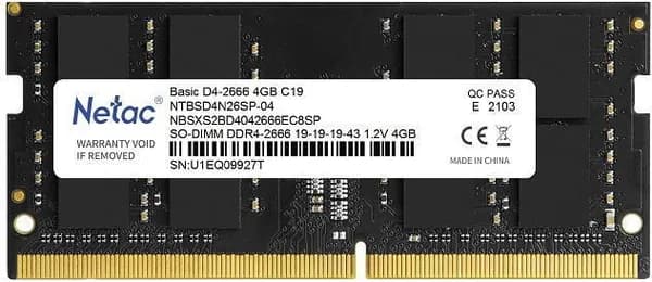 Netac Оперативная память DDR4, 2666 МГц, 1 x 4 ГБ (NTBSD4N26SP-04)