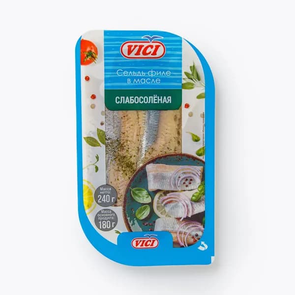 Сельдь филе в масле Слабосолёная 240 г, VICI
