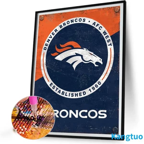 Broncos DIY 5D Круглая Алмазная Картина 40x50 см Набор для Творчества, Декор и Подарок