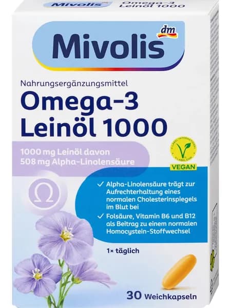 Mivolis Омега-3 (1000 единиц) льняное масло 30 капсул, 85г.