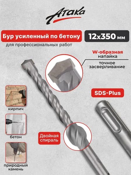 Бур SDS+ 12*350 Профи Атака