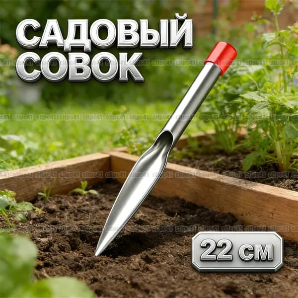 Совок садовый 22 см нержавеющая сталь серебристый