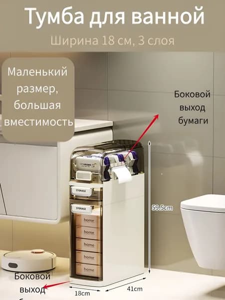 Тумба для ванной,, 18х41х59.5 см
