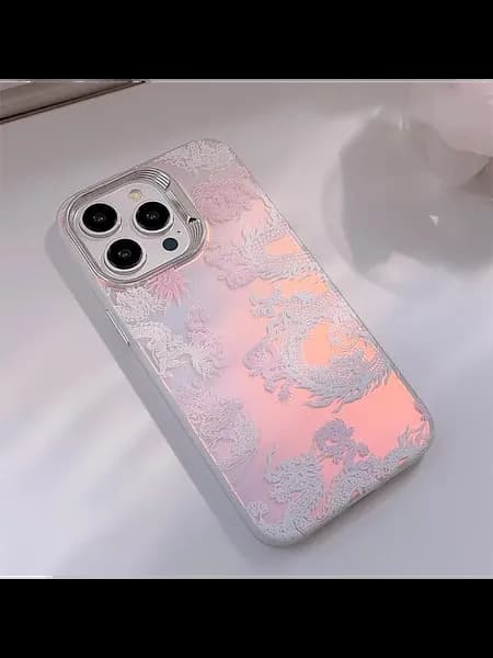 Чехол для iPhone 13 Dragon Silver, восточный стиль