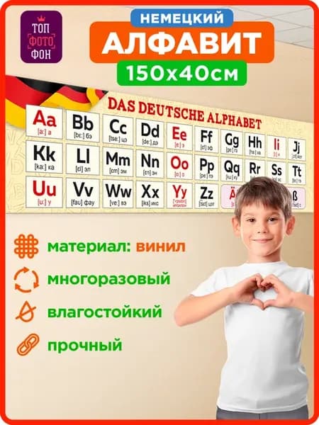 Плакат Немецкий алфавит с транскрипцией настенный