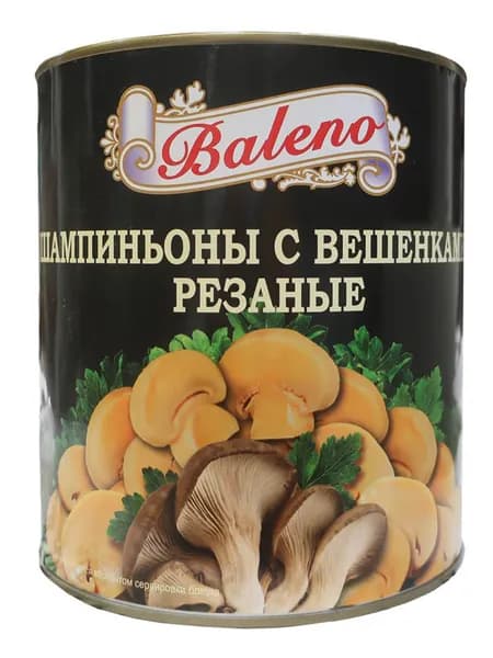 Шампиньоны с вешенками Baleno резаные, 425мл