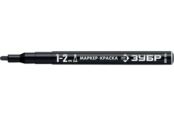 Маркер-краска ЗУБР Профессионал 06326-2, МК-200 круглый наконечник, 1-2 мм, черный