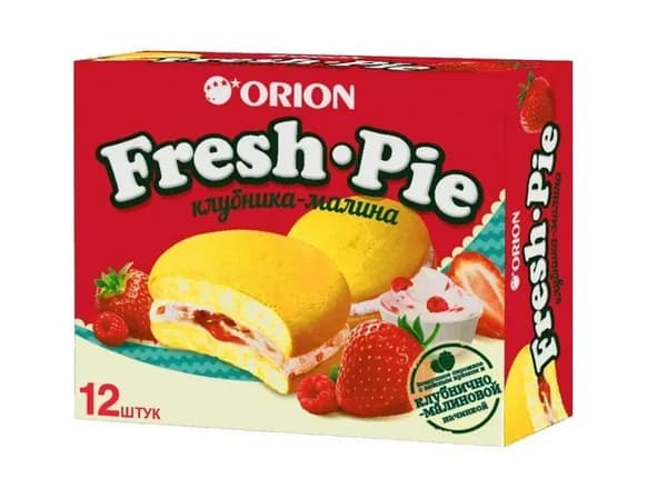 Orion Пирожное бисквитное Fresh Pie Клубника-Малина , 300 г