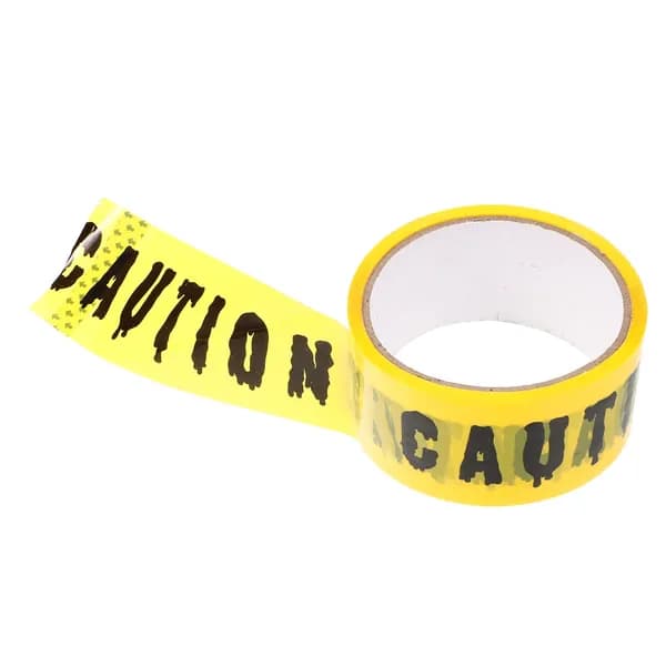 Жёлтая пвх лента с предупреждающими надписями caution для украшения хэллоуина и создания атмосферы безопасности