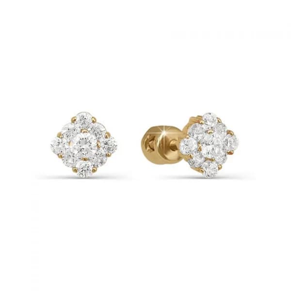 Золотые серьги 585, женские, с фианитом