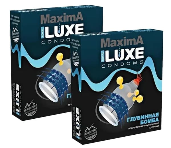Презерватив стимулирующий LUXE Maxima Глубинная бомба , Набор - 2 упаковки, 2 шт.
